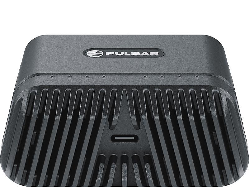 TJACKS Pulsar APS-V 2-slot battery charger compatible with APS 2, 3, and 5 models, shown with batteries inserted.