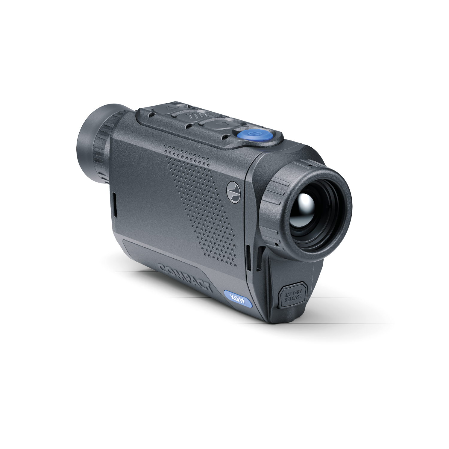 Pulsar Axion Compact XQ30 PRO thermal monocular by TJACKS, showing the device with its compact design and control buttons.