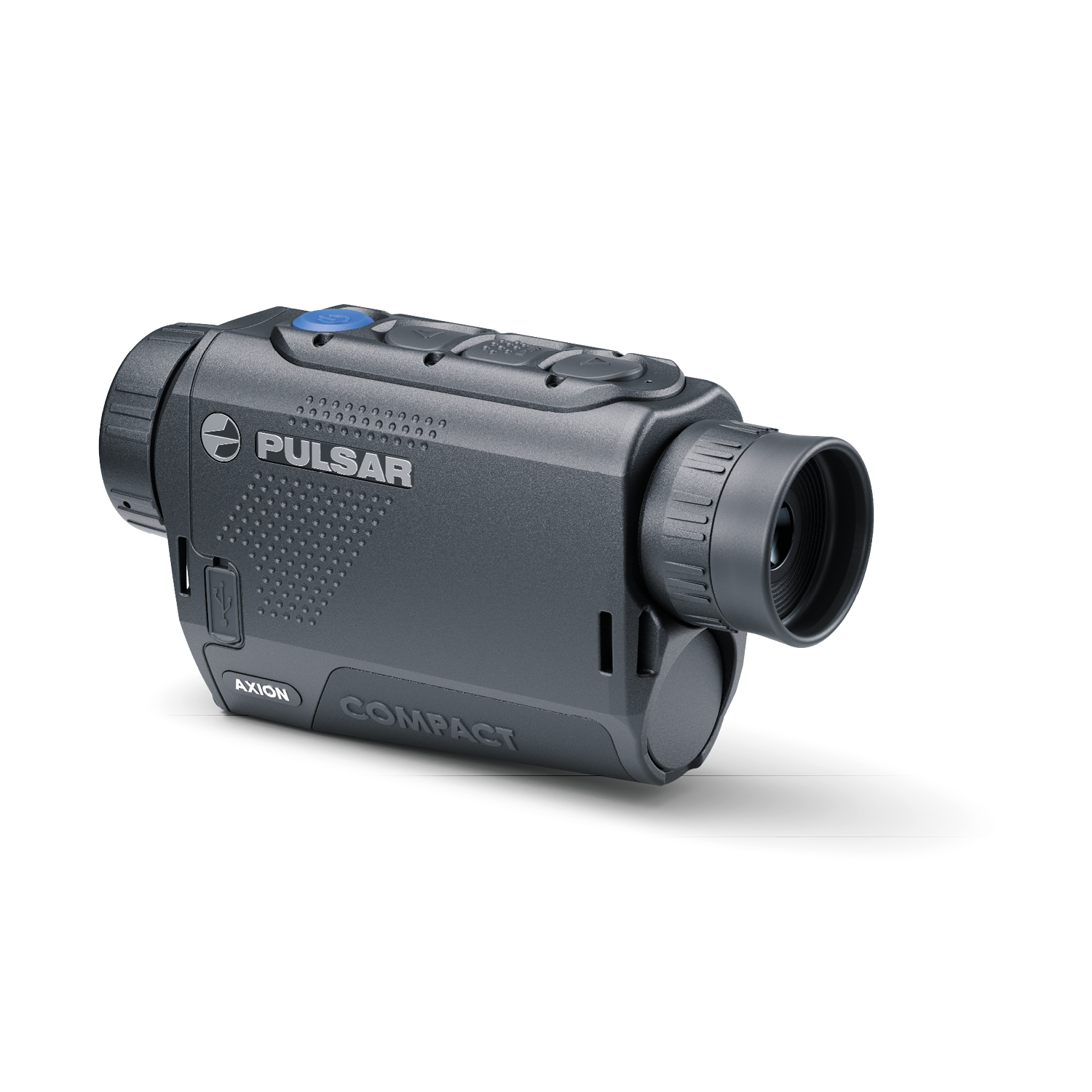 Pulsar Axion Compact XQ30 PRO thermal imaging monocular by TJACKS, showing its compact design and lens detail.