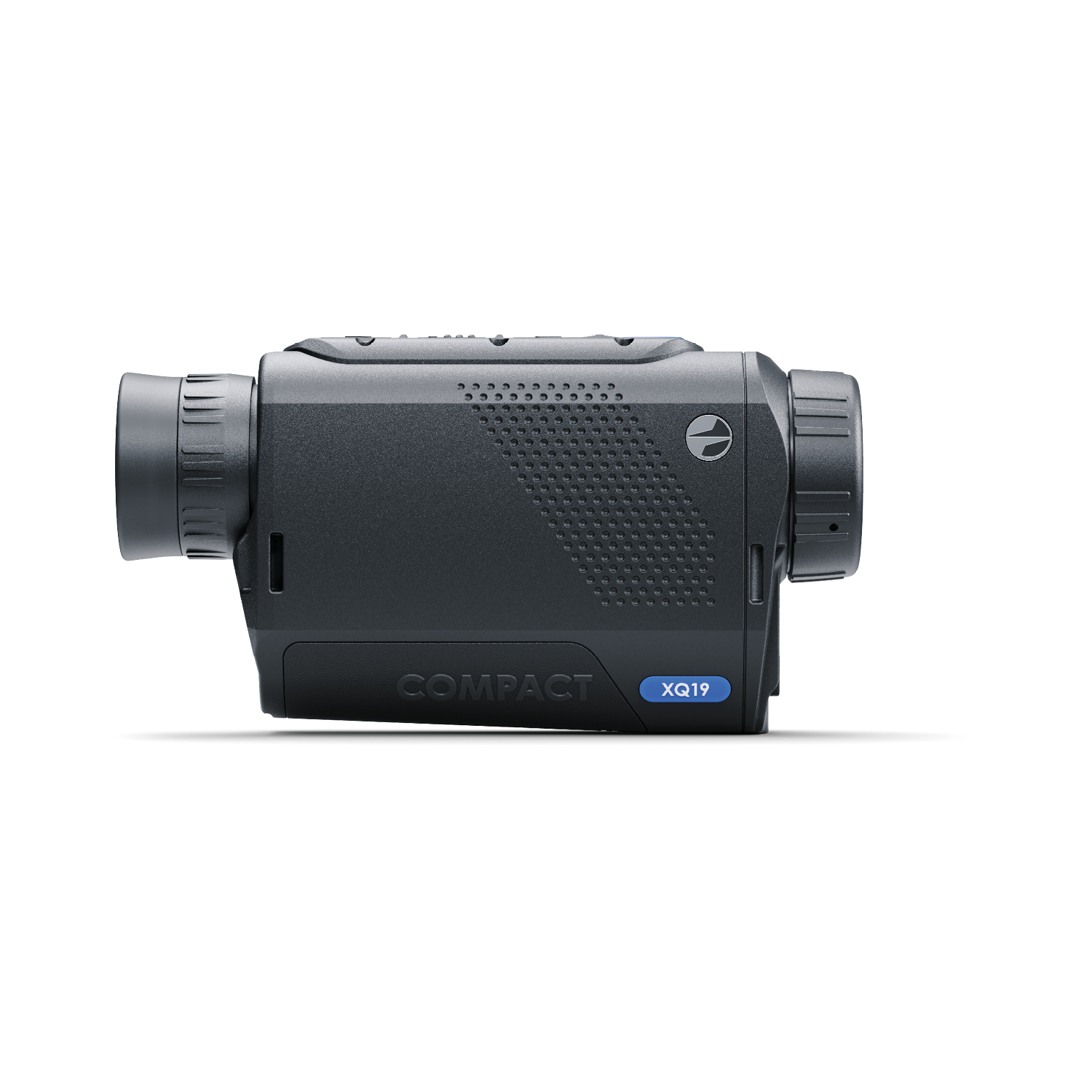 Pulsar Axion Compact XQ30 PRO thermal imaging monocular by TJACKS showing lens and control buttons.