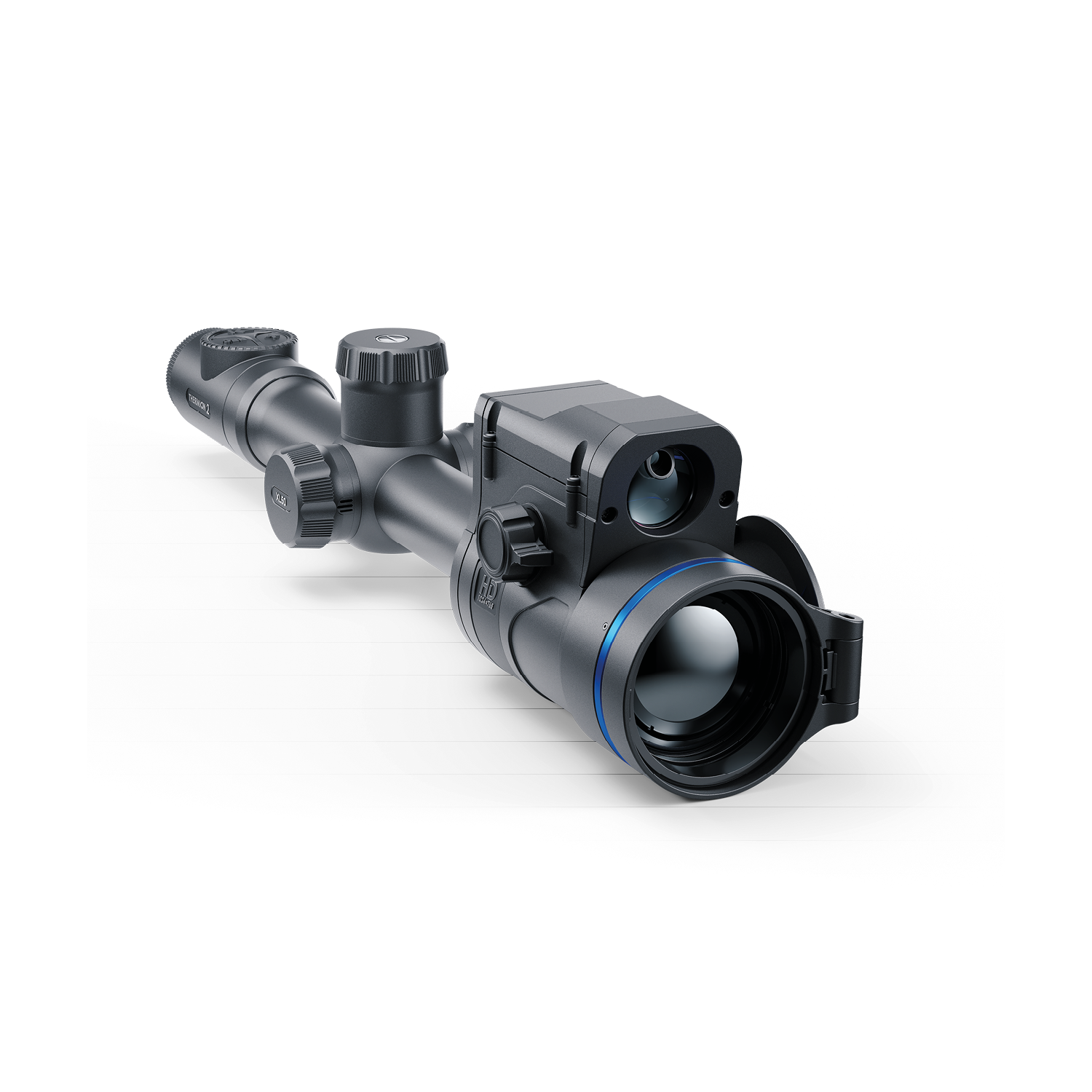 Pulsar Thermion 2 LRF XL50 thermal rifle scope by TJACKS with high-resolution display and laser rangefinder for hunting.
