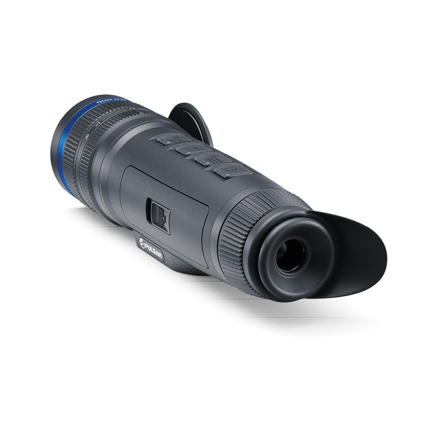 TJACKS Pulsar Telos XP50 thermal monocular with 640x480 sensor, 1800m detection, and built-in recorder for night vision scouting.