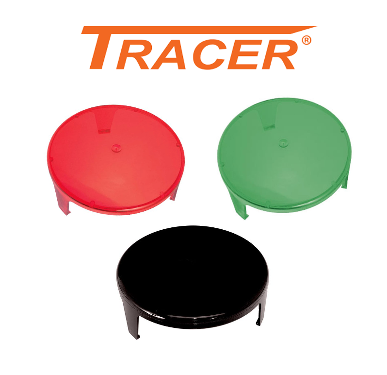 Green Tracer lamp filters in 140mm size, designed for Tracer lighting fixtures, shown in the image.