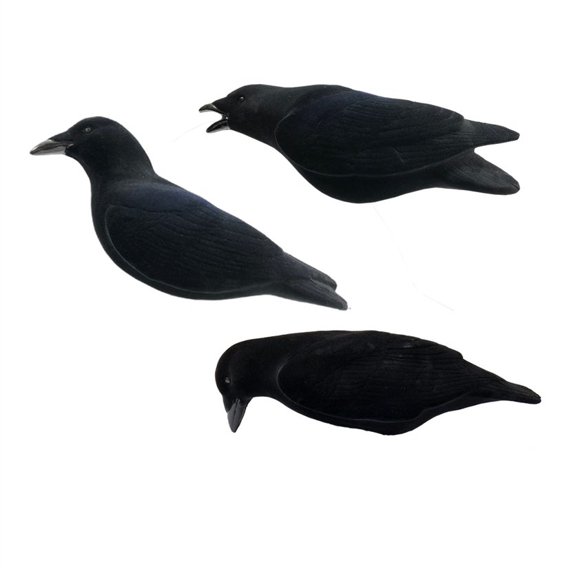 Final Approach flocked crow decoys 3-pack by A1 Decoy Ltd, realistic black crows for hunting or wildlife observation.