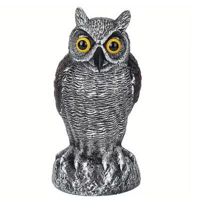 Windy miniature owl decoy, 24cm, bird, squirrel, and mouse scarer for outdoor pest control, realistic design and durable material.