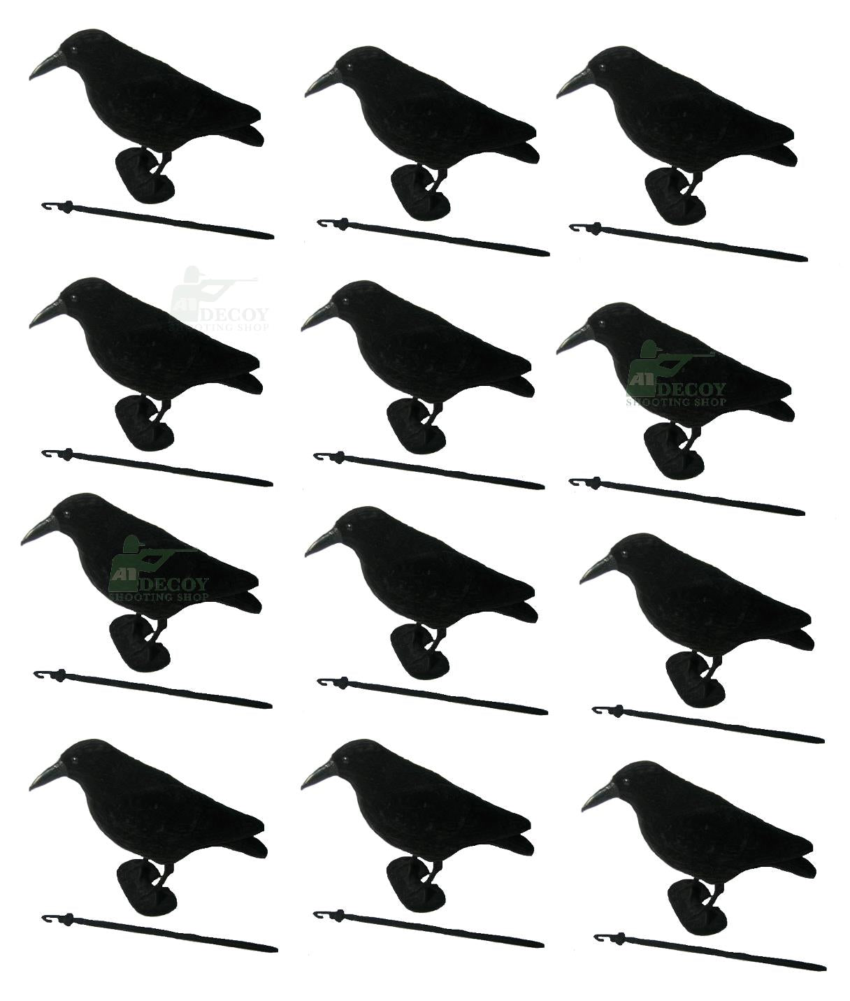 Whole body flocked crow decoys by WINDY, realistic black bird decoys for hunting or bird control, shown in natural pose.