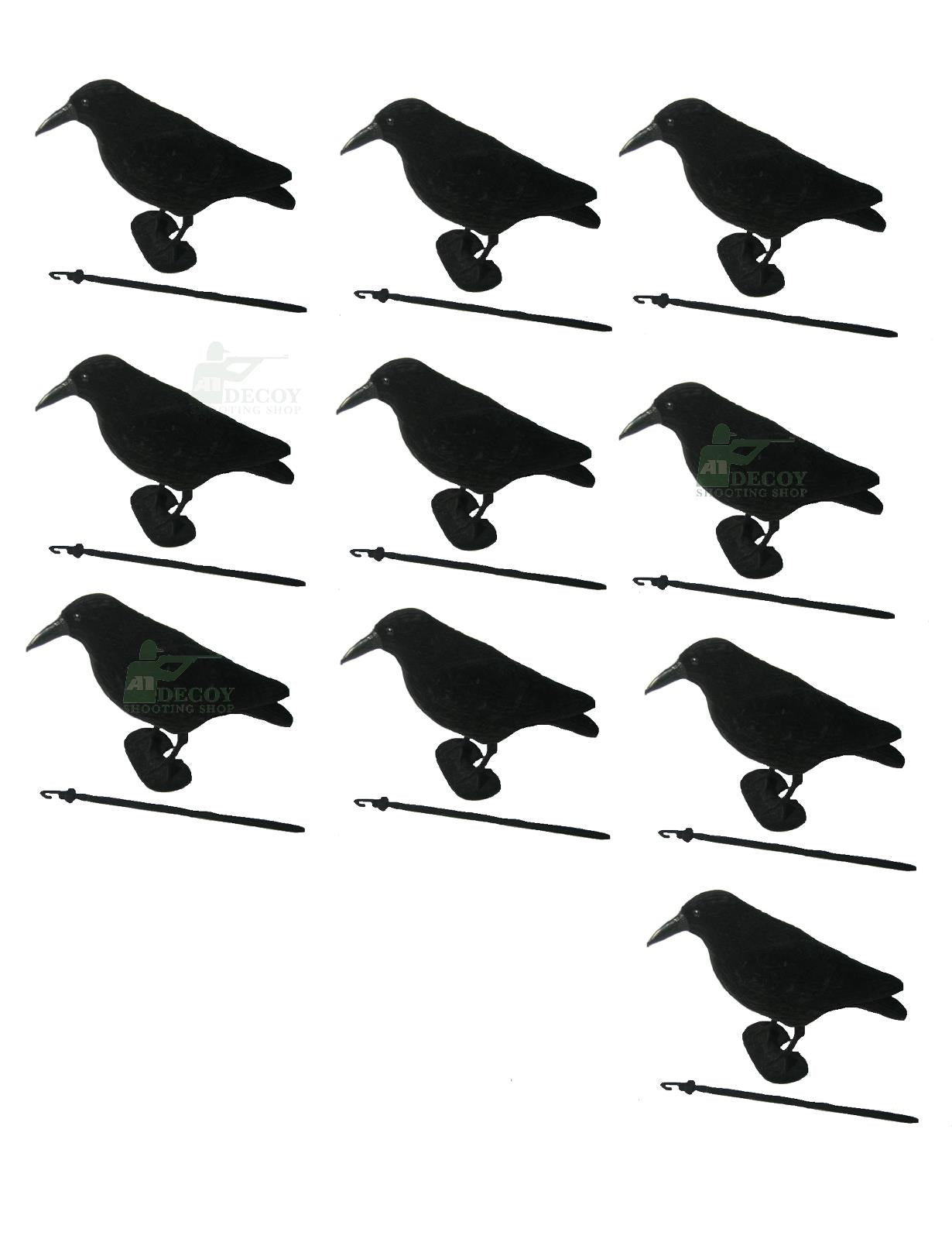 Whole body flocked crow decoys by WINDY, realistic bird decoys for hunting or wildlife observation, featuring detailed flocked finish.