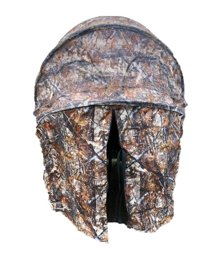 Two-man Windy pop-up hide tent set up outdoors, lightweight and portable for camping and wildlife observation.
