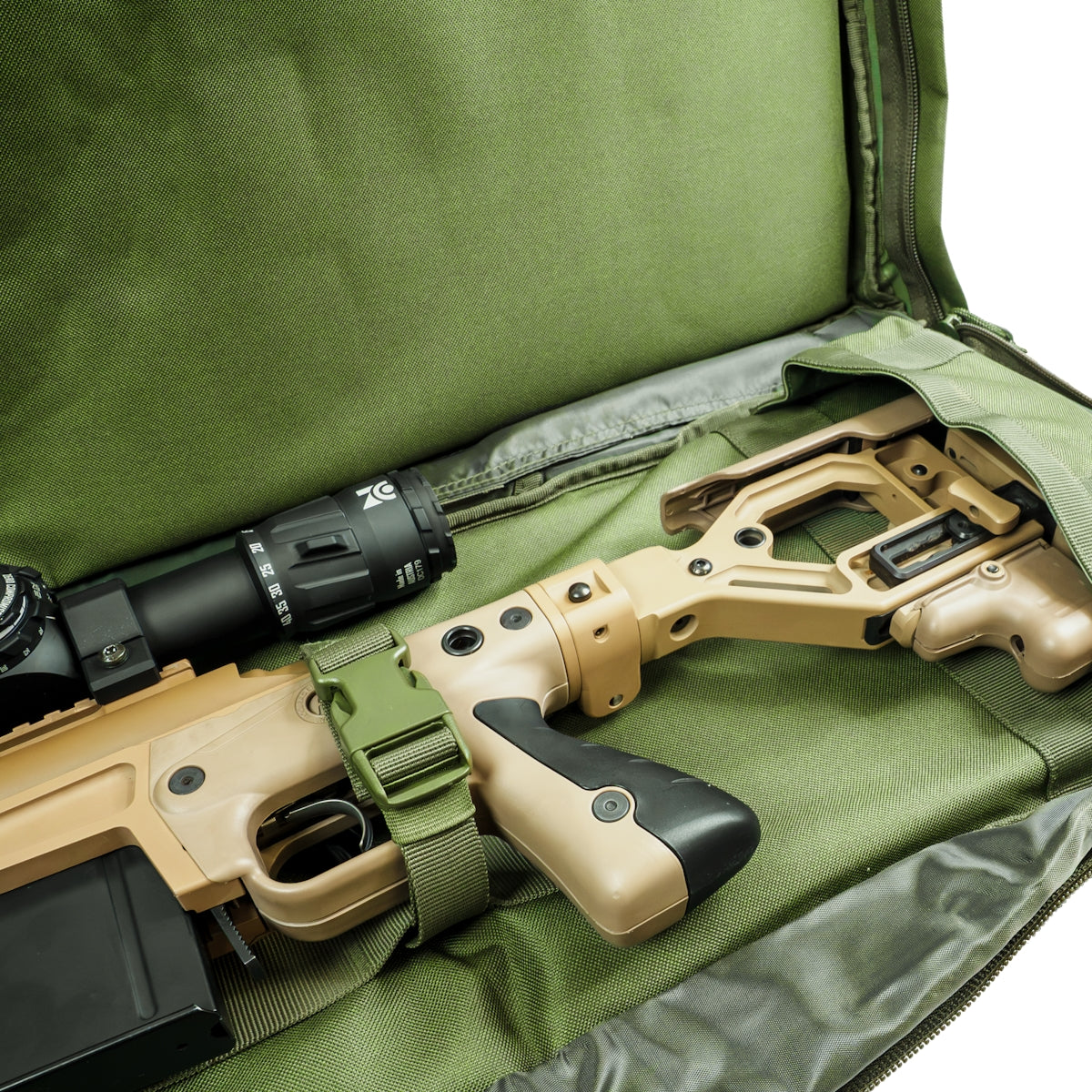 ELITE WULF Guardian Tactical Rifle Drag Bag in green, 52-inch length with durable carry handles