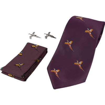Pheasant Tie, Hanky & Cufflink Set