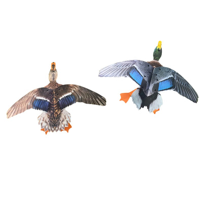 Flying Mallard Decoy Pair – Drake and Duck Motion Deceivers with Spring Wire and Ground Spike