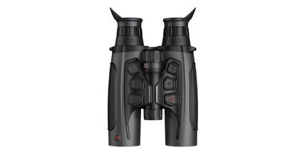 ELITE Habrok 4K HH35L 2.0 thermal binoculars showing dual eyepieces and control buttons in a clear, detailed view.
