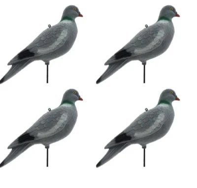 Flocked Pigeon Full Body Decoys and Lofting Hooks x4