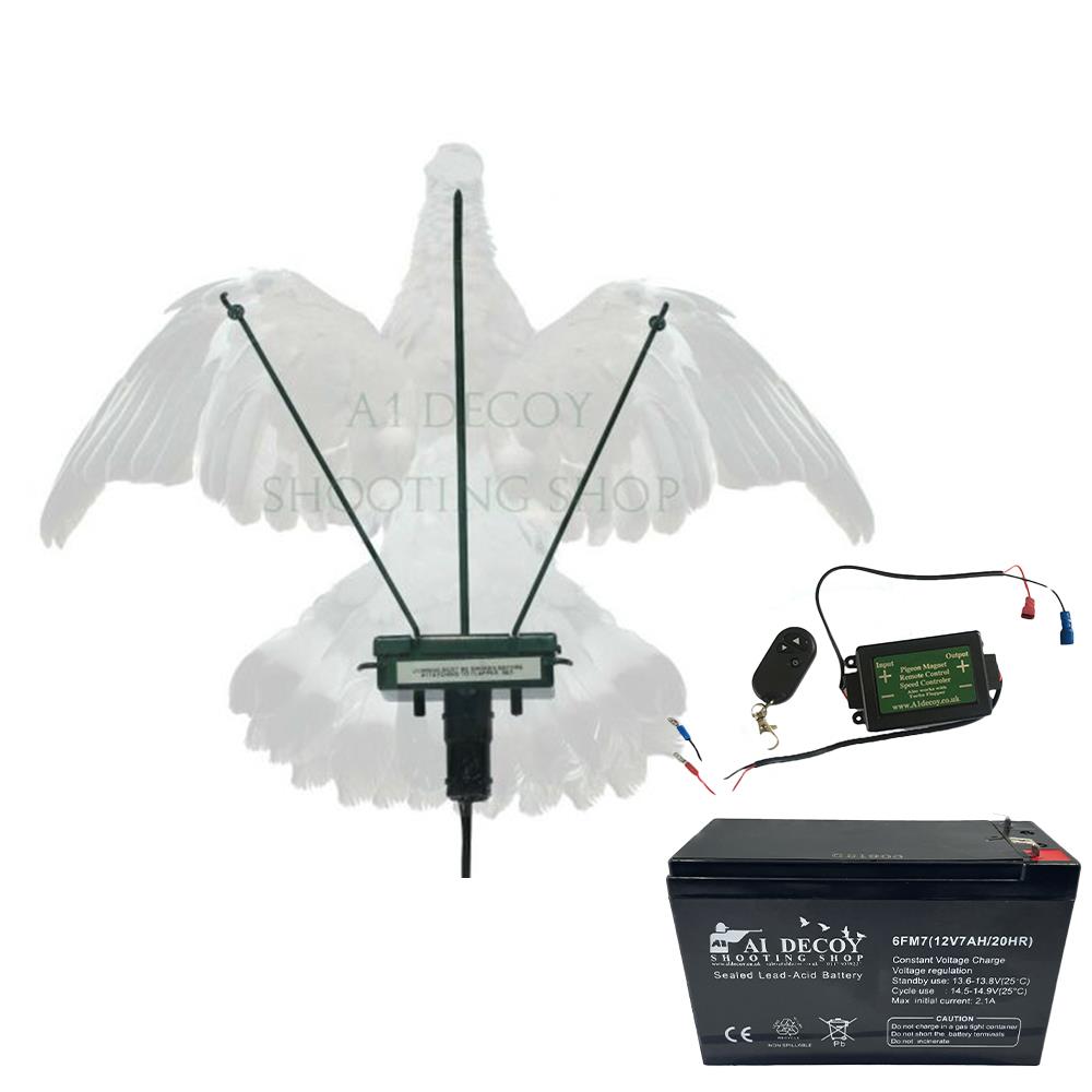 A FORD Turbo Pigeon Flapper bundle with magnet, battery, timer, and remote, designed for effective pest control.