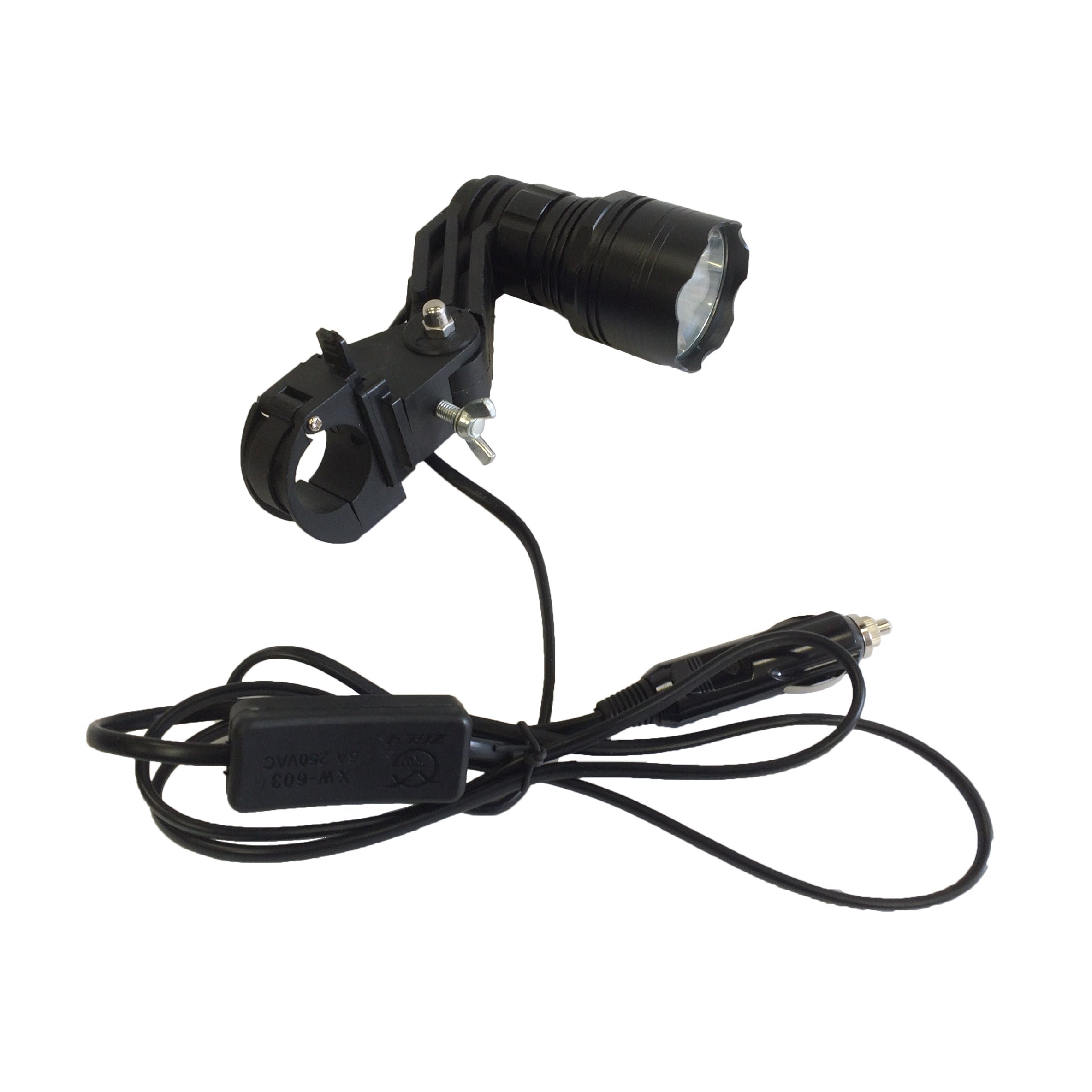 A1 Decoy LED handheld and scope-mounted lamp with 300m+ beam distance, compact black design, ideal for outdoor or tactical use.