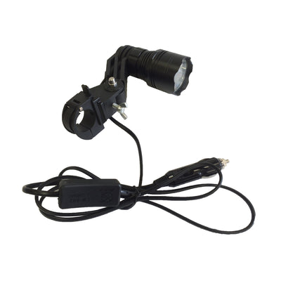 A1 Decoy LED handheld and scope-mounted lamp with 300m+ beam distance, compact black design, ideal for outdoor or tactical use.