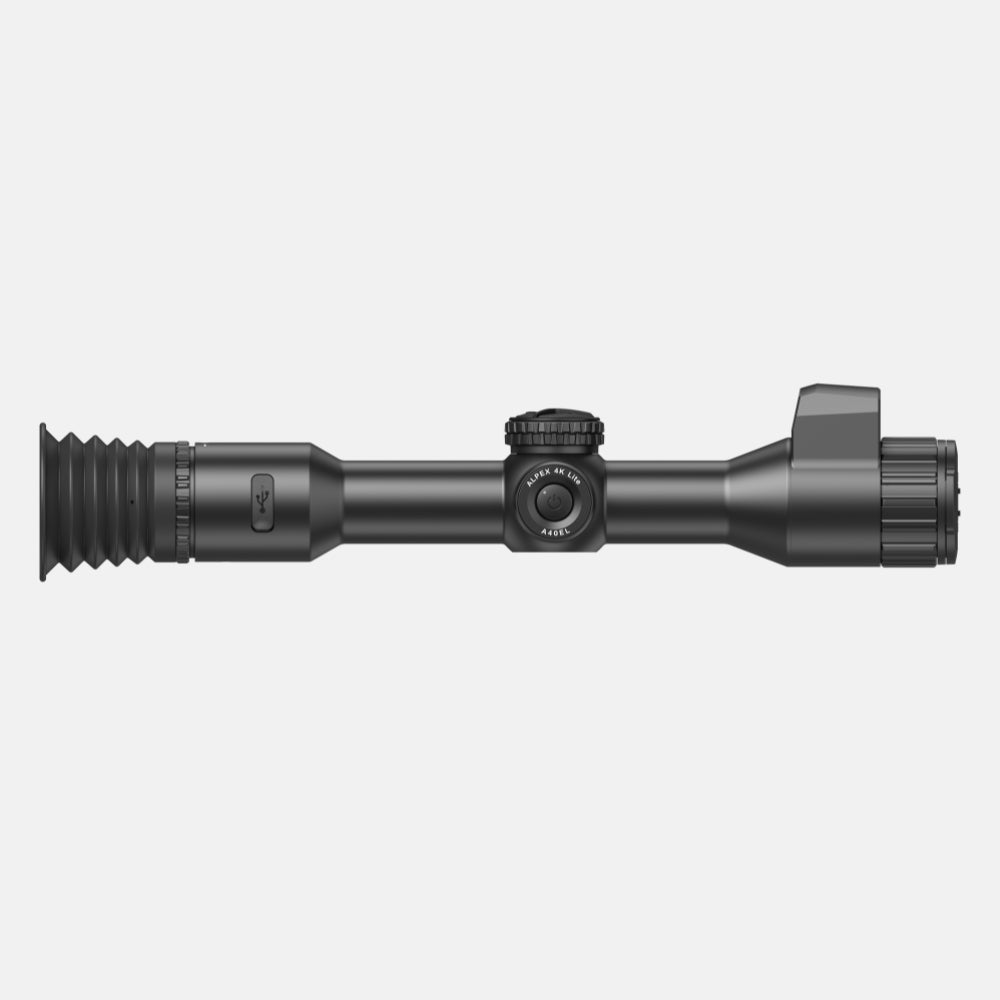 ELITE Alpex 4K Lite A40EL scope with night vision, featuring a free mount and detailed lens view for outdoor surveillance.