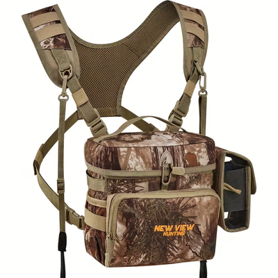 A1 DECOY LTD camo binocular harness adjustable for HIKMICRO Habrok binoculars, shown with straps and padded comfort features.