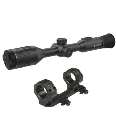 HIKMICRO Alpex A50E 4K digital day and night rifle scope with free mount, featuring high-resolution lens and adjustable zoom.