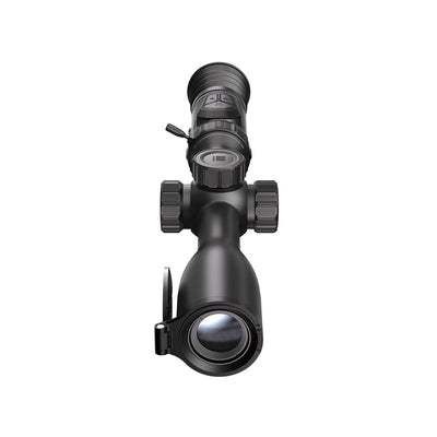 HIKMICRO Alpex A50P non-LRF digital day and night rifle scope with adjustable eyepiece and lens on a neutral background.