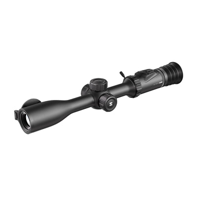 HIKMICRO Alpex A50P digital day and night rifle scope with adjustable eyepiece and durable mounting system.