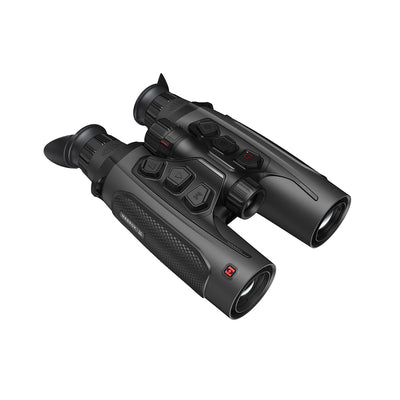 ELITE HIKMICRO HABROK 4K 2.0 thermal binoculars with laser rangefinder and 940nm torch kit, showcasing the optical device and accessories.