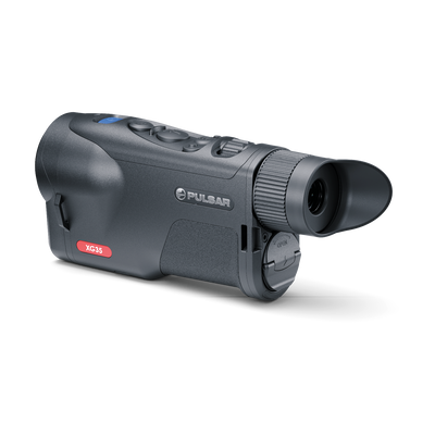 Pulsar Oryx LRF XG35 thermal rifle scope mounted on a rifle for hunting or shooting activities.