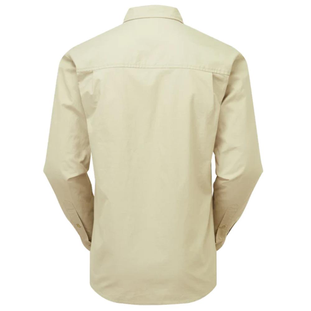 RIDGELINE men's yard placket shirt in beech color, 2XL, from A1 Decoy Ltd, shown in a close-up view highlighting fabric and design.