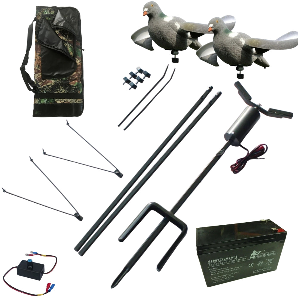 Lightweight magnet bundle with Air Pro pigeon decoys by A1 Decoy Ltd, featuring magnets and flappers for effective bird decoy setup.