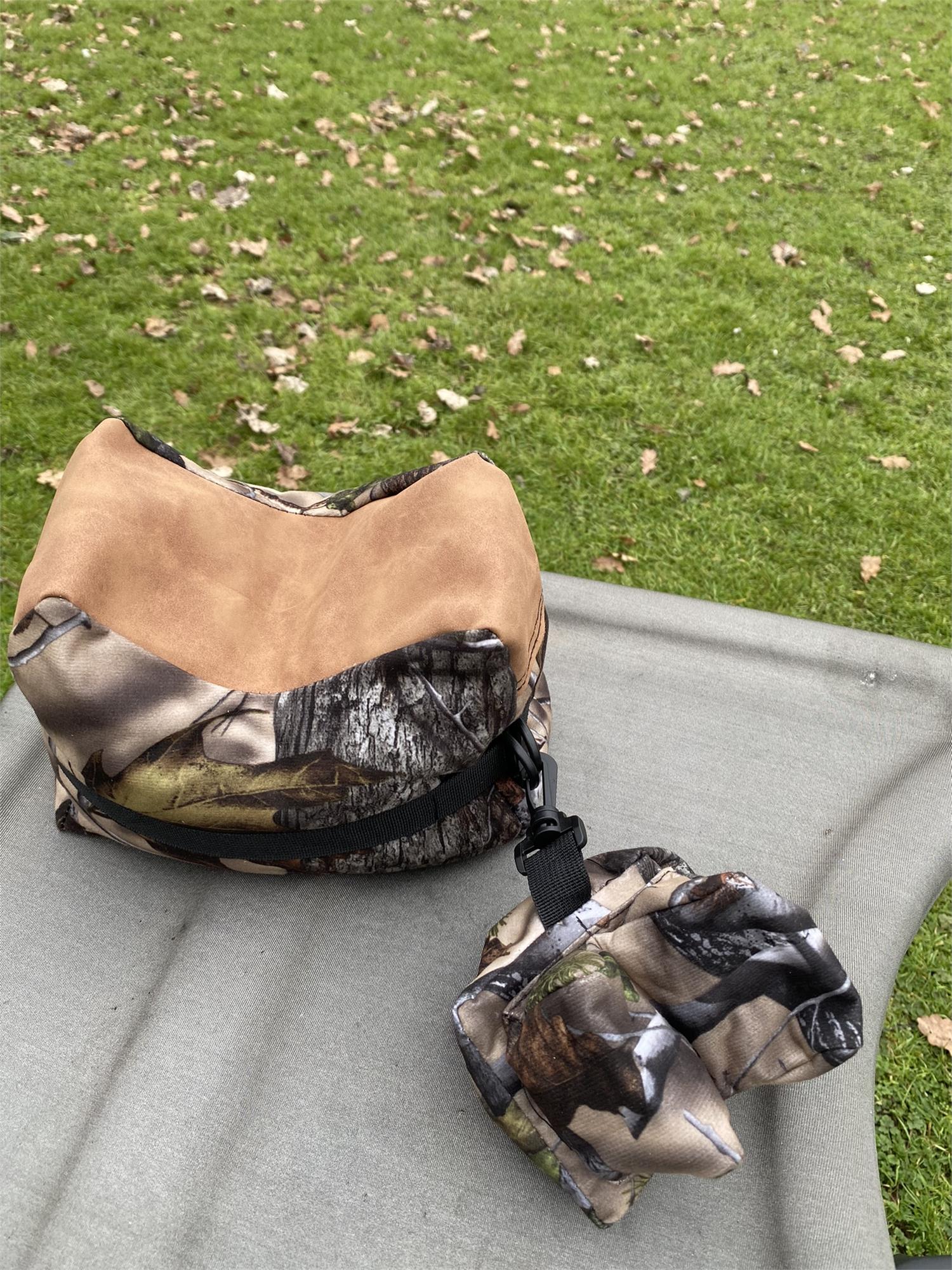 A1 DecoY Ltd camo two-piece rifle rest set with padded support and adjustable components for stable firearm handling.