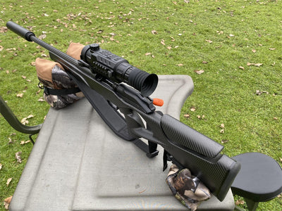 Unfilled camo two-piece rifle rest set by A1 Decoy Ltd with adjustable support for stable firearm positioning.