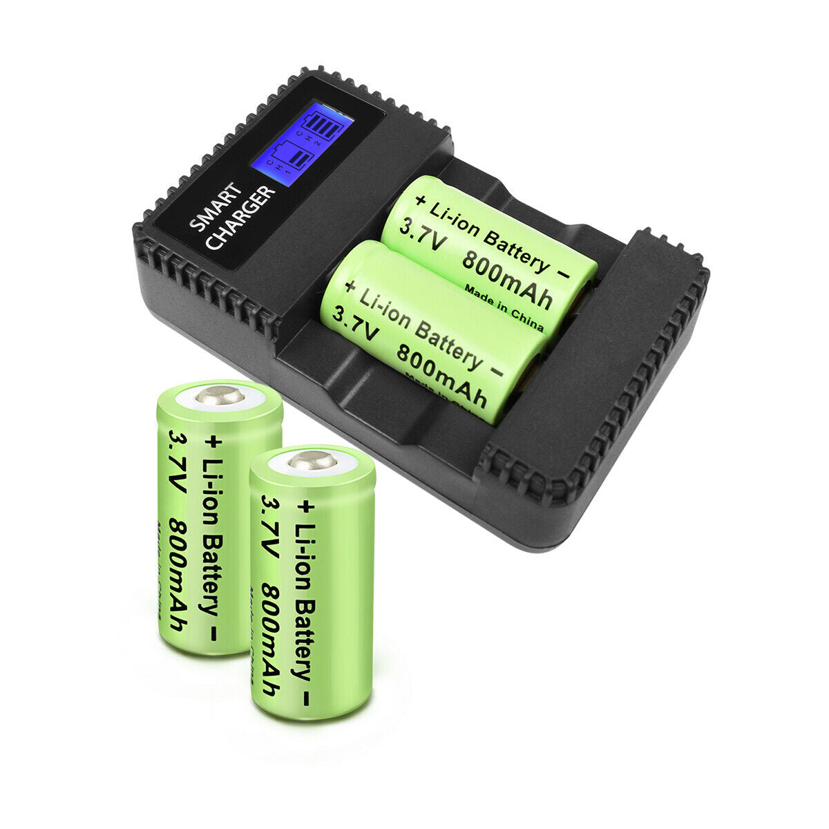 Rechargeable CR123 batteries with charger for Pulsar and infrared torch, compatible with ALIEXPRESS brand devices.