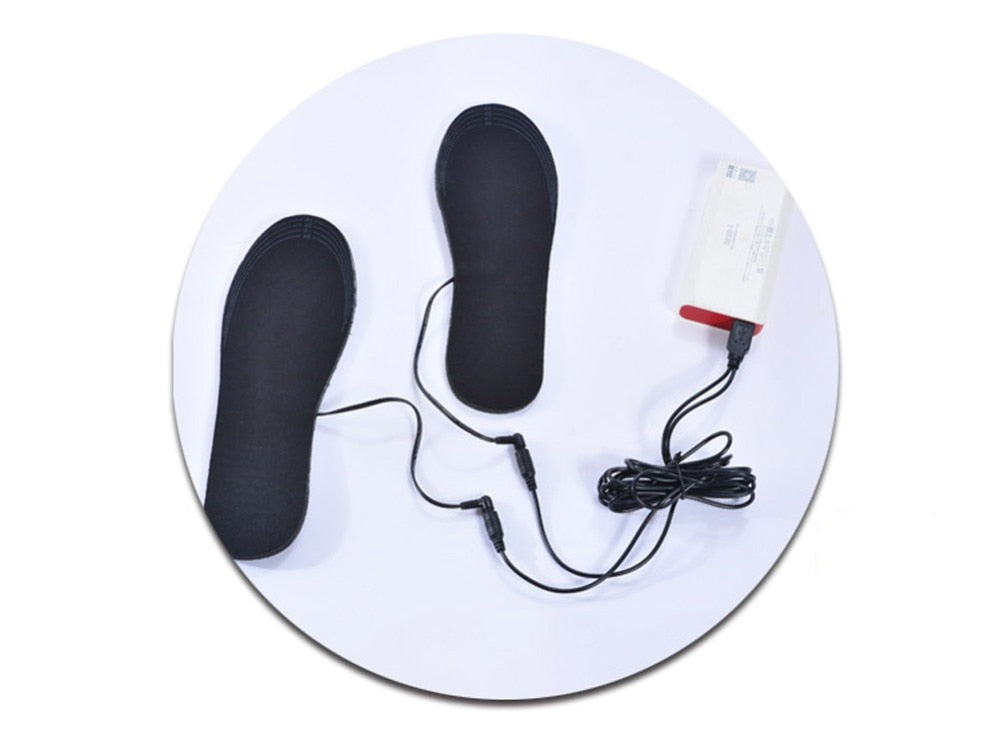 Heated insoles from ALIEXPRESS designed for shoe sizes 41-46, showing the electric heating elements inside.