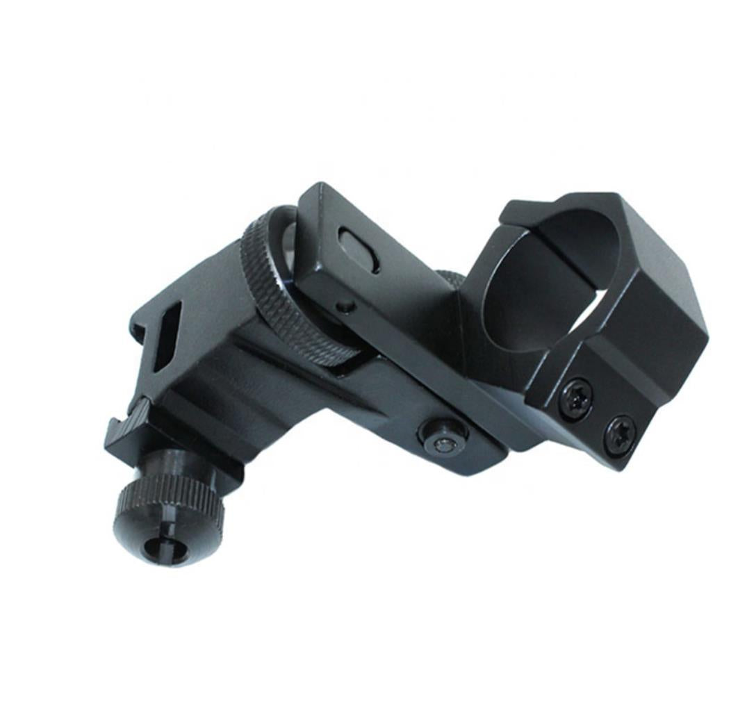 Adjustable Weaver rail mount for torch and scope with windage and elevation adjustments, compatible with firearms.