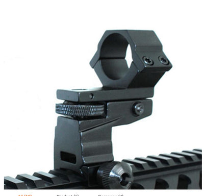 Adjustable Weaver rail torch scope mount with windage and elevation adjustments, suitable for tactical rifles.
