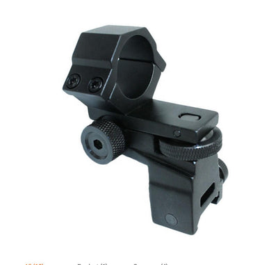 Adjustable Weaver rail scope mount for torch and optics with windage and elevation adjustments on a firearm.