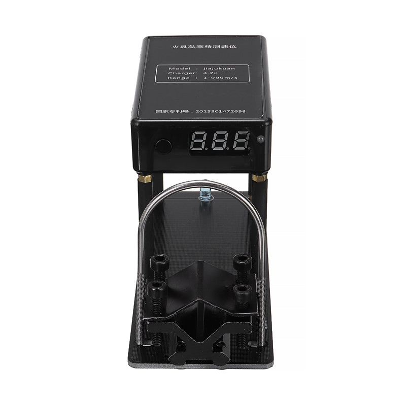 Ballistic Chronograph Bullet Speed Tester by AliExpress showing device measuring bullet velocity with digital display