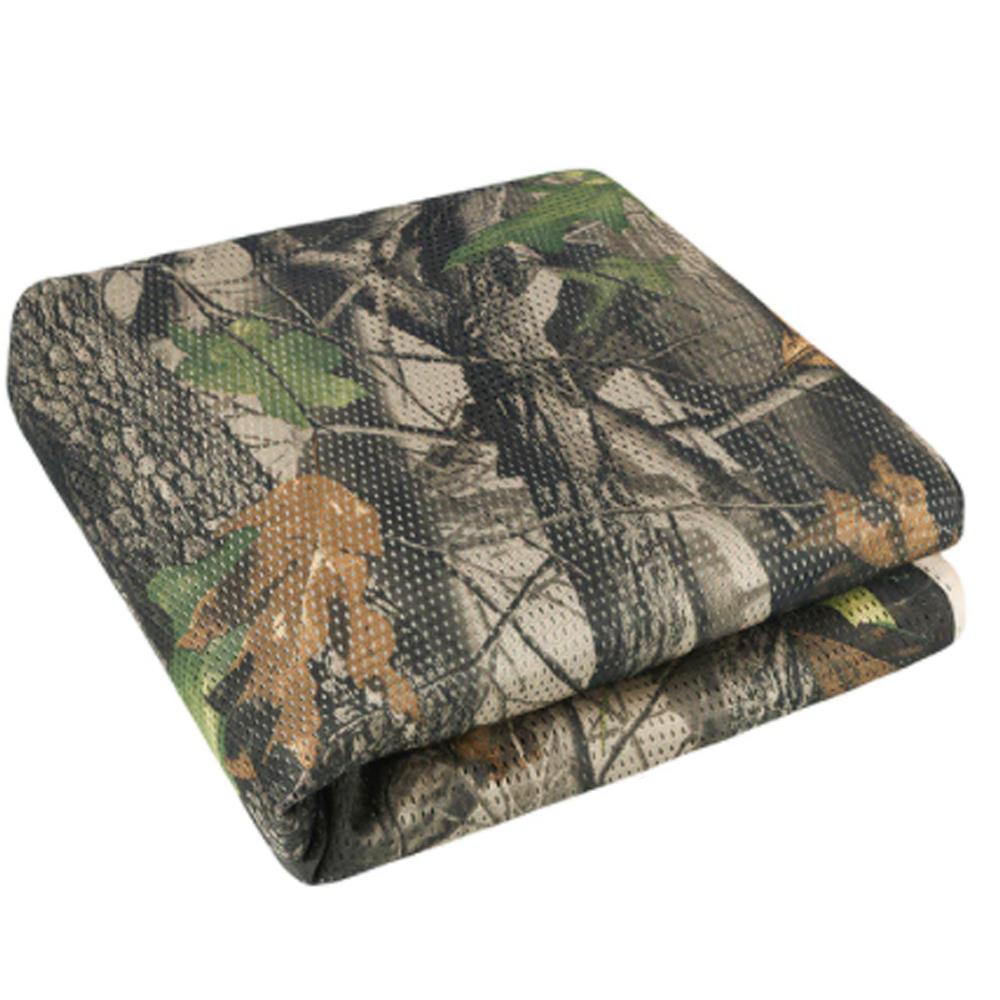 Camouflage netting tree blind from ALIEXPRESS, 1.5 x 12 meters, featuring green and brown camouflage pattern for outdoor concealment.