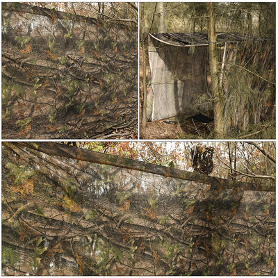 Camo netting tree blind by AliExpress, 1.5 x 4 meters, with green woodland camouflage pattern for outdoor concealment.