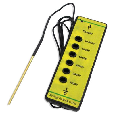 Electric fence voltage tester by AliExpress showing a handheld device used for checking fence electrical levels.