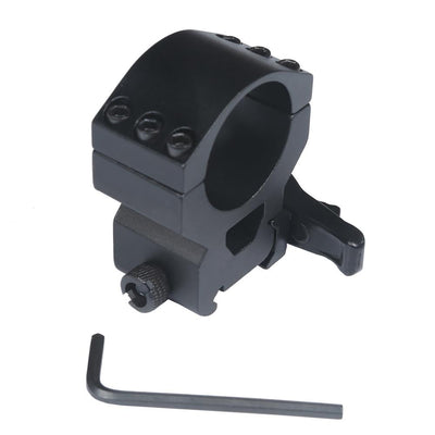 Pair of ALIEXPRESS heavy-duty 30mm quick-release low rail sniper scope mounts on a firearm for secure attachment.
