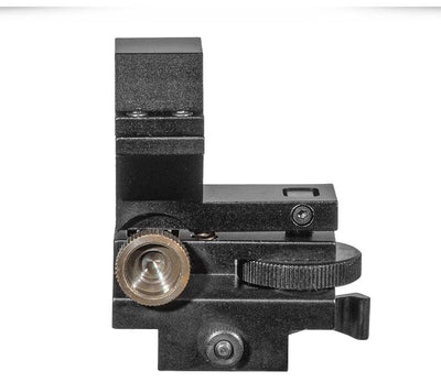Low profile quick release adjustable windage and elevation mount for scopes, compatible with rifles and firearm accessories.