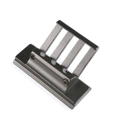 Offset 20mm Picatinny rail mount Weaver low profile adapter for rifles, shown in black with mounting screws and rail slots.