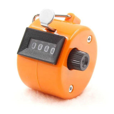 Orange 4-digit pigeon or shot tally counter by ALIEXPRESS, with a compact design for counting and tallying purposes.