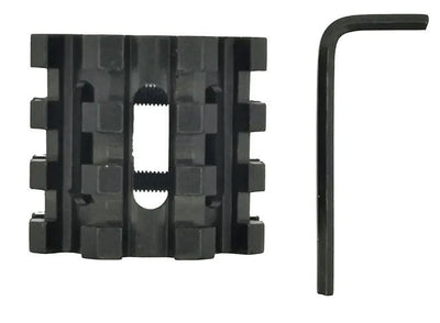 Universal Picatinny Weaver rail flashlight and laser base mount for 20mm and 25.4mm rails, compatible with various firearm setups.