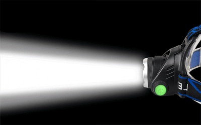 Bright LED head torch from ALIEXPRESS, ideal for camping and hiking, with adjustable straps and powerful illumination.
