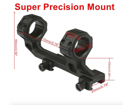 Super Precision Picatinny Weaver double ring rail mount in 25/30mm diameter, made by ALIEXPRESS for secure firearm attachment