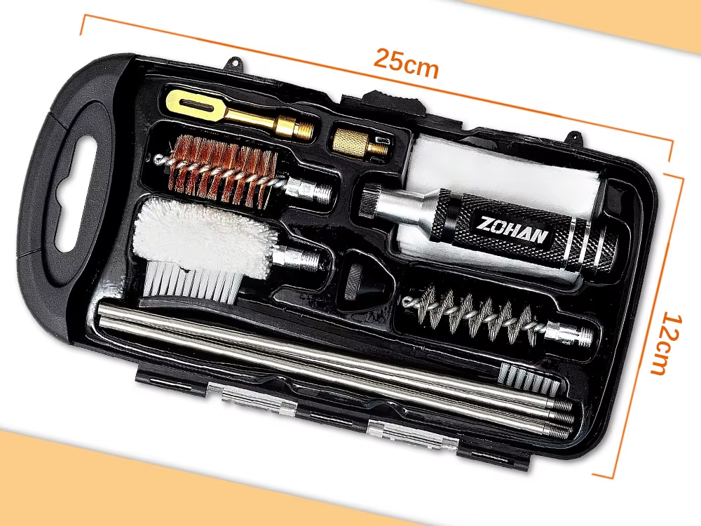 ALIEXPRESS Zohan 12 Gauge Shotgun Cleaning Kit with brushes and cleaning tools for firearm maintenance.
