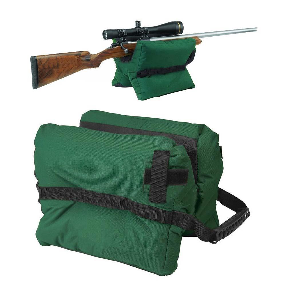 Unfilled green shooting gun rest from AliExpress, designed for stable firearm support during shooting activities.