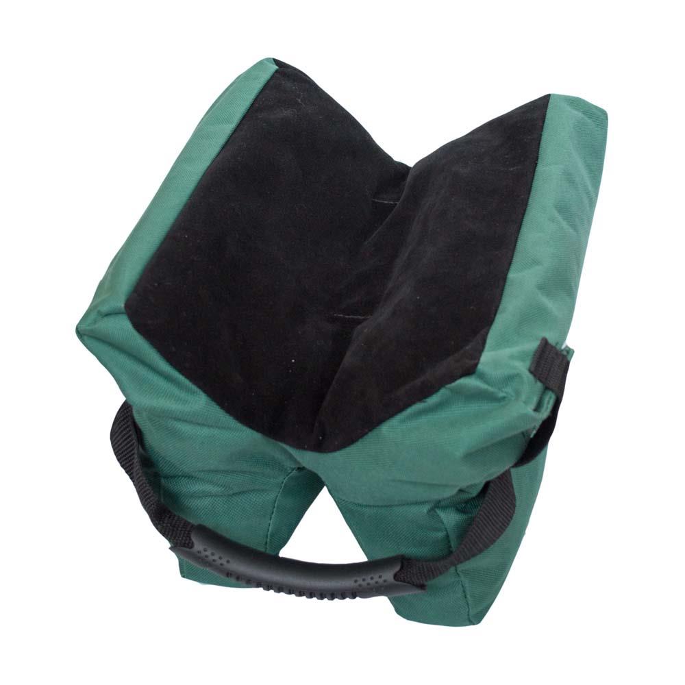Unfilled green shooting gun rest by AliExpress, adjustable support for firearms with padded contact points for stability.